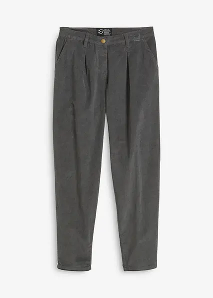 Cordhose mit Bio-Baumwolle, Balloon-Fit in grau von vorne - bonprix