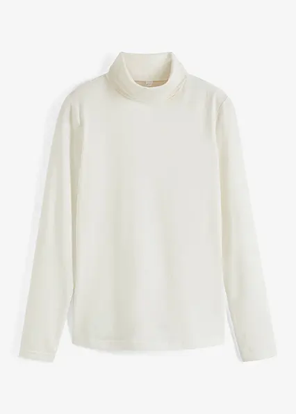 Langarmshirt mit  reiner Bio-Baumwolle in weiß von vorne - bonprix