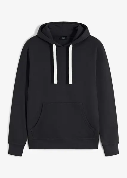 Hoodie aus reiner Baumwolle in schwarz von vorne - bonprix