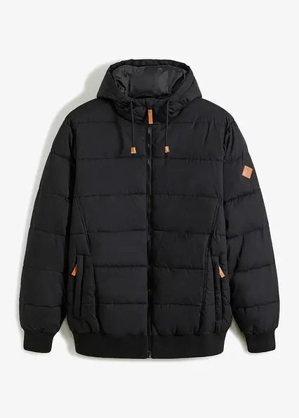 wattierte Steppjacke in Blousonform in schwarz von vorne - bonprix