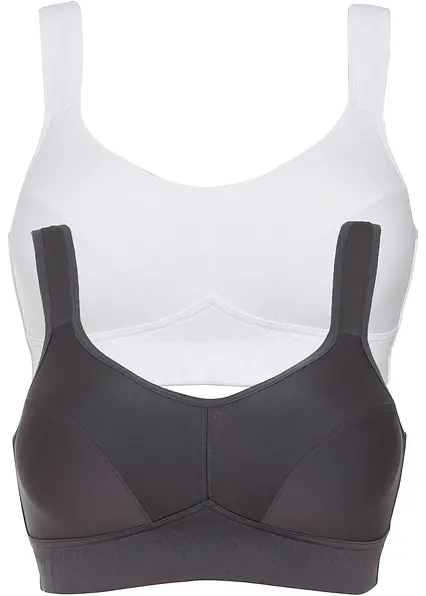 Sport BH mit mittlerem Halt (2er Pack) in grau von vorne - bonprix