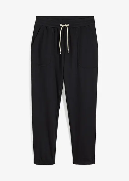 Jogginghose aus reiner Bio-Baumwolle in schwarz von vorne - bonprix