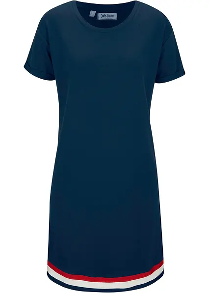 Jerseykleid aus weichem Viskose-Mix in blau von vorne - bonprix