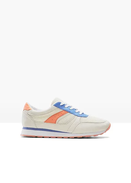 Sneaker mit Mesh-Einsatz in beige von vorne - bonprix
