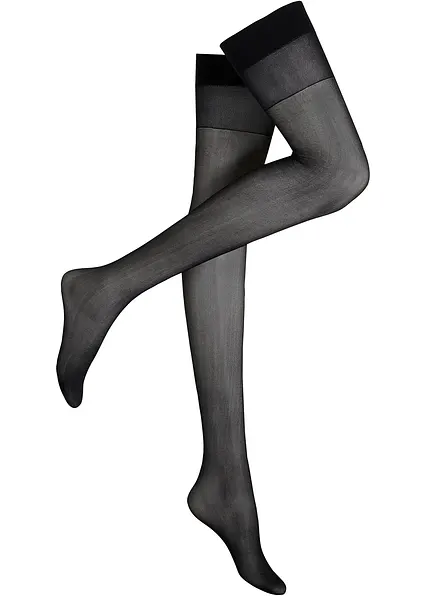 Strapsstrümpfe 20 den Satin Sheer in schwarz von vorne - bonprix