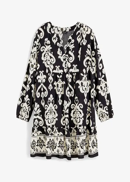 bedrucktes Tunika-Kleid in schwarz von vorne - bonprix