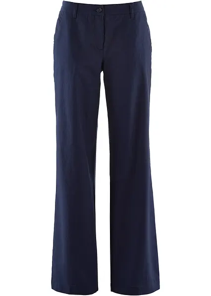 Webhose aus Leinen-Baumwoll-Mix in blau von vorne - bonprix