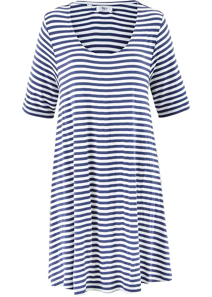 Tunika-Shirt aus Viskose-Mix in blau von vorne - bonprix