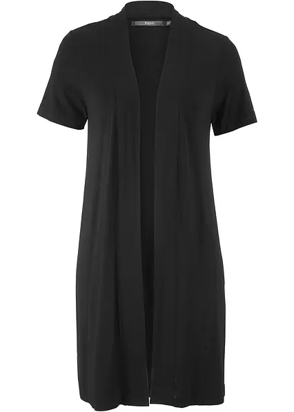 Shirtjacke aus softer Viskose in schwarz von vorne - bonprix