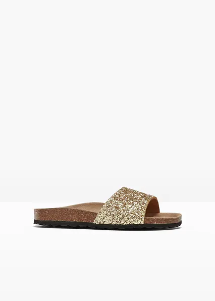 Pantoletten in gold von vorne - bonprix