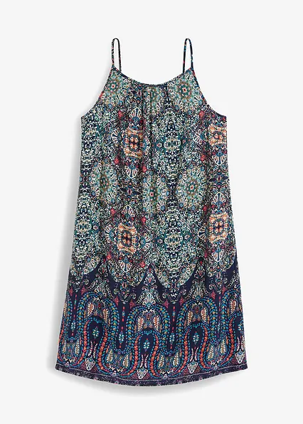 Trägerkleid aus fließender Viskose in blau von vorne - bonprix