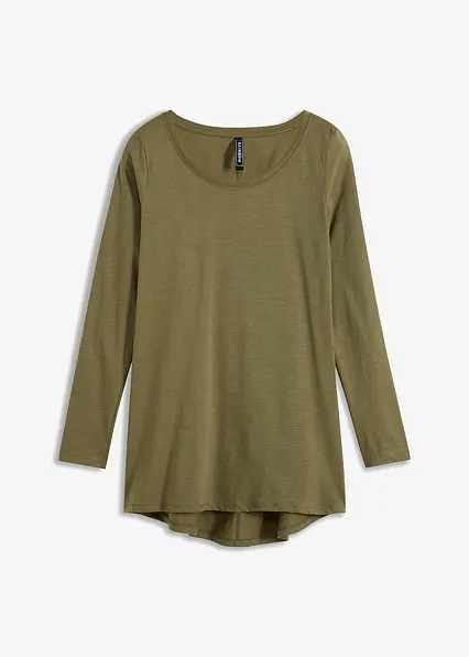 Langarmshirt aus reiner Baumwolle in grün von vorne - bonprix