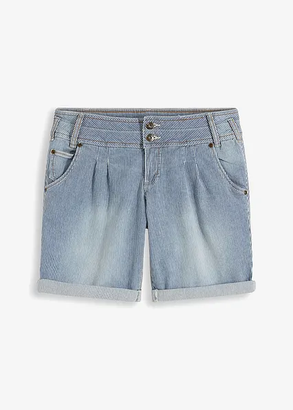 Jeans-Bermuda Low Waist in blau von vorne - bonprix