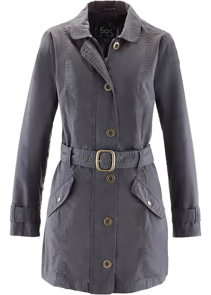 Trenchcoat in grau von vorne - bonprix