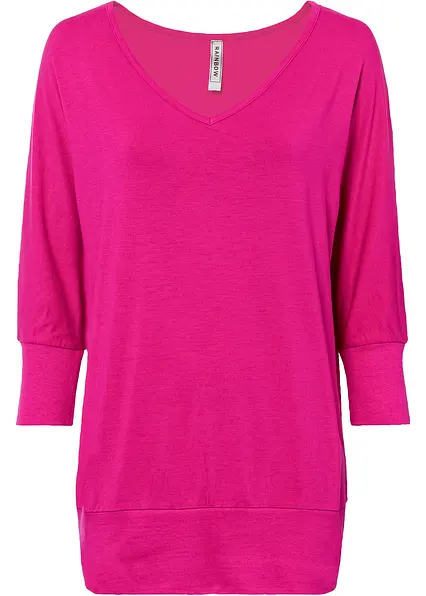 Oversized-Shirt aus fließender Viskose in pink von vorne - bonprix