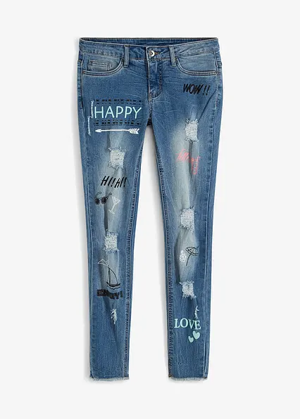 Skinny Jeans Mid Waist in blau von vorne - bonprix