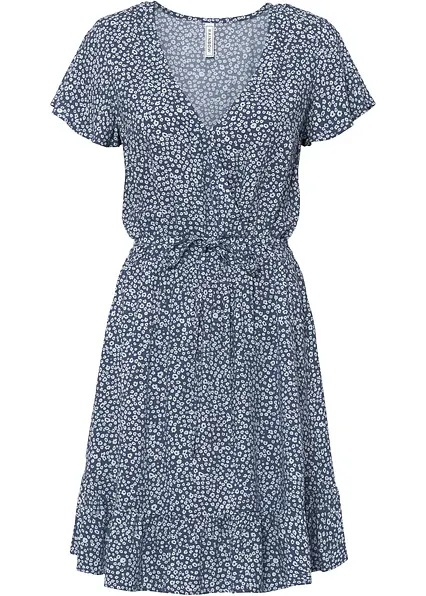 Minikleid aus nachhaltiger Viscose in blau von vorne - bonprix
