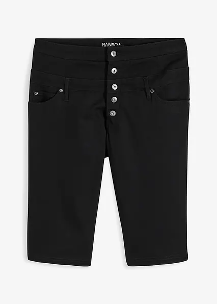 Bermuda aus elastischem Baumwoll-Mix in schwarz von vorne - bonprix