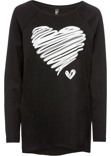 Langarmshirt in schwarz von vorne - bonprix