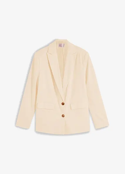 Lässiger Blazer mit recyceltem Polyester in beige von vorne - bonprix