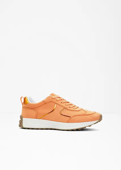Sneaker mit Metallic-Details in orange von vorne - bonprix