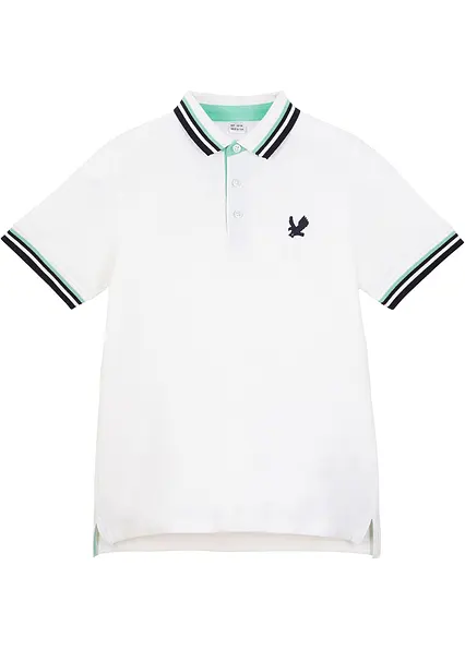 Pique-Poloshirt aus reiner Bio-Baumwolle in weiß von vorne - bonprix