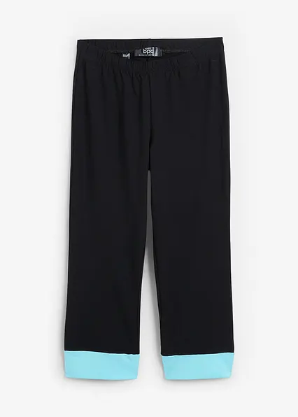 Capri-Leggings mit Kontrastbündchen in schwarz von vorne - bonprix