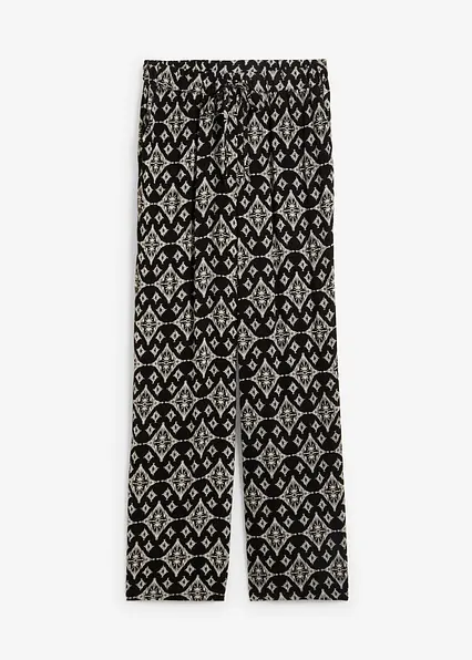 Bedruckte Palazzo-Hose mit Bequembund in schwarz von vorne - bonprix