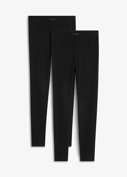 Knöchelfreie Leggings (2er-Pack) in schwarz von vorne - bonprix