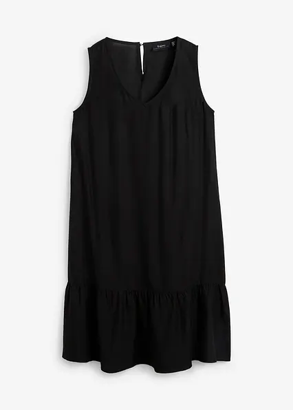 Kurzes Kleid aus fließender Viskose in schwarz von vorne - bonprix