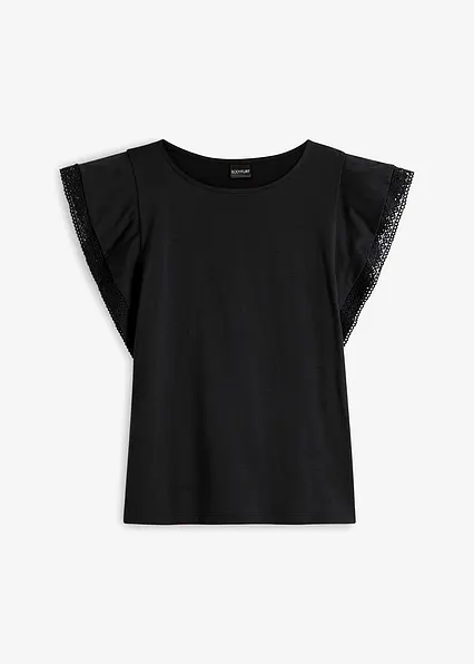 Shirt aus Baumwolle in schwarz von vorne - bonprix