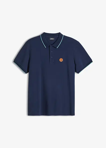 Piqué-Poloshirt aus reiner Bio-Baumwolle in blau von vorne - bonprix