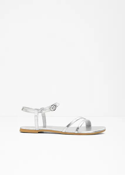 Riemchensandalen in silber von vorne - bonprix