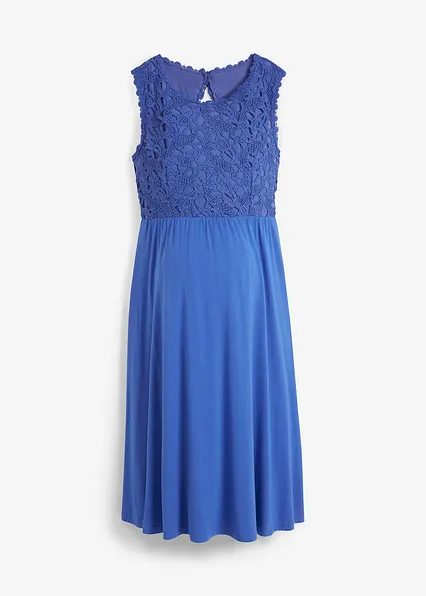 Umstandskleid mit Spitze aus Jersey in blau von vorne - bonprix