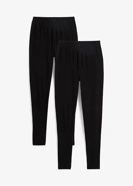 Leggings  mit reiner Bio-Baumwolle (2er Pack) in schwarz von vorne - bonprix