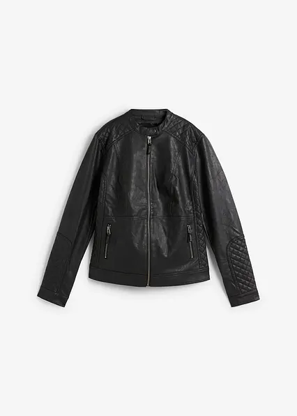 Lederimitat Biker-Jacke in schwarz von vorne - bonprix