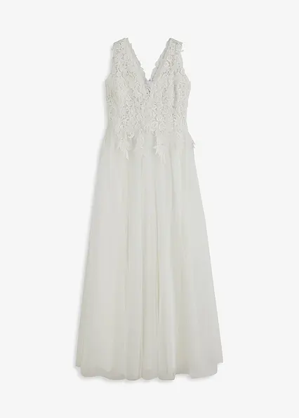 Brautkleid aus Tüll und Spitze in weiß von vorne - bonprix