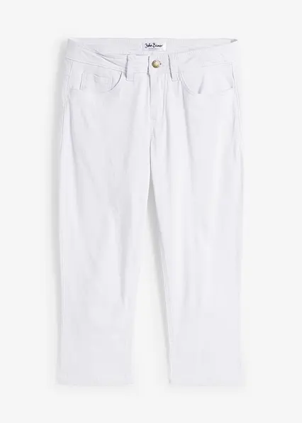 Slim Fit Jeans Mid Waist, cropped in weiß von vorne - bonprix