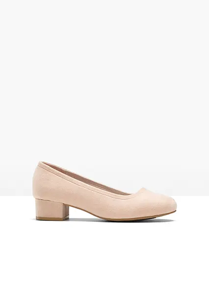 Pumps mit Blockabsatz in beige von vorne - bonprix