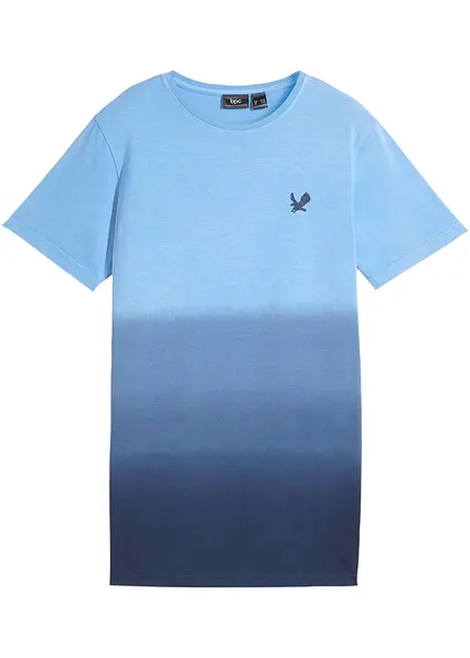 T-Shirt mit Farbverlauf aus reiner Bio-Baumwolle in blau von vorne - bonprix