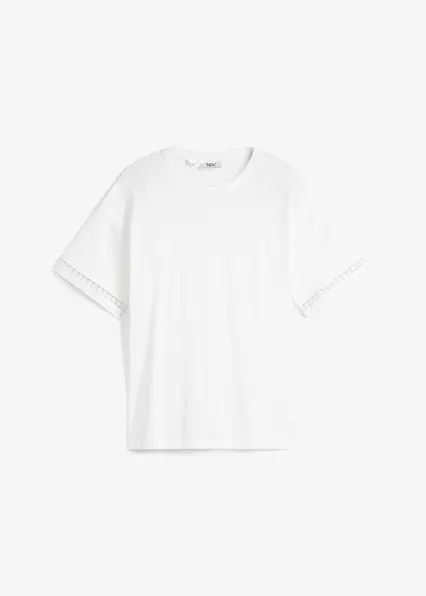 Shirt mit Ärmeldetail in weiß von vorne - bonprix
