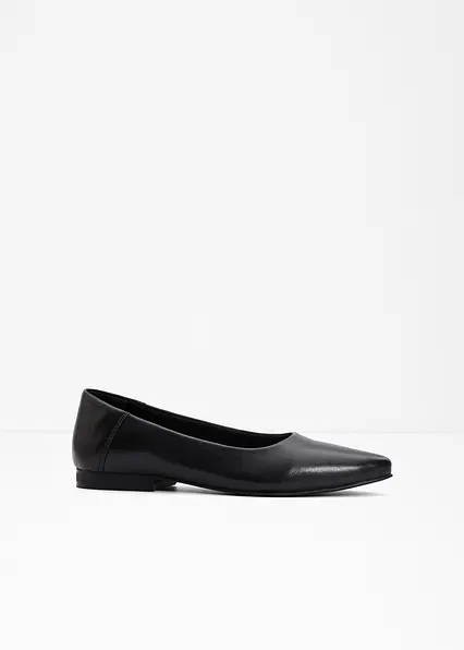 Ballerinas aus Leder in schwarz von vorne - bonprix