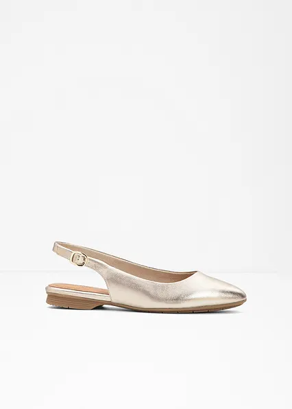 Jana Sling Ballerina in bequemer Weite in gold von vorne - Jana