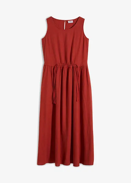 Maxikleid aus leichtem Leinen-Viskose-Mix in rot von vorne - bonprix