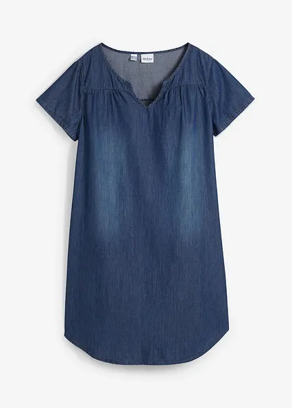 Tunika-Jeanskleid in blau von vorne - bonprix