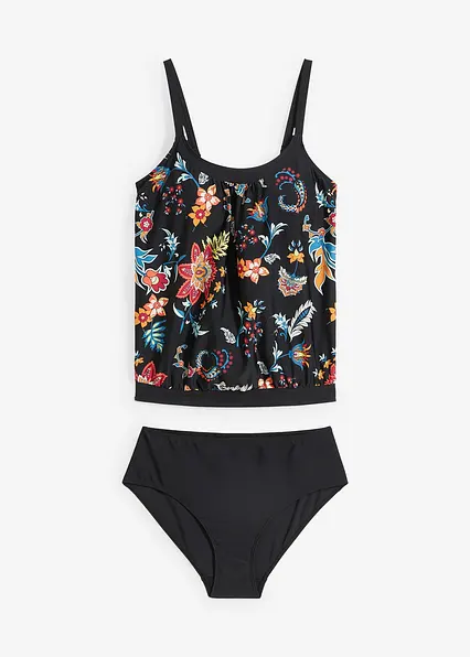 Oversize-Tankini (2-tlg.Set)  mit verstellbaren Trägern in schwarz von vorne - bonprix