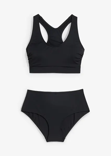 Bustier-Bikini mit Ringerrücken (2-tlg. Set) in schwarz von vorne - bonprix