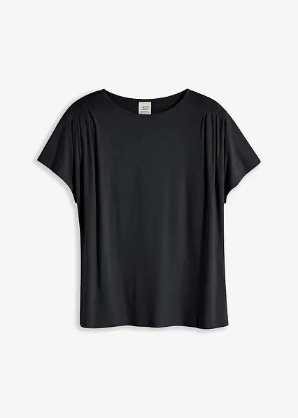 T-Shirt aus softer Viskose in schwarz von vorne - bonprix
