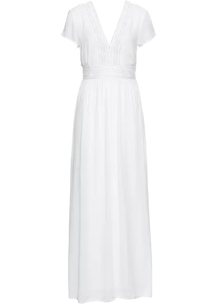 Maxikleid aus fließender Viskose in weiß von vorne - bonprix