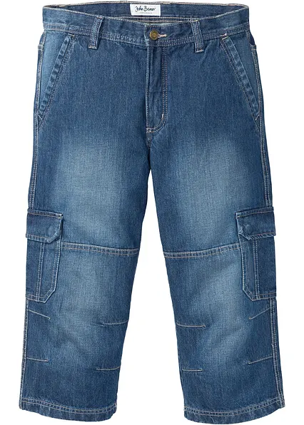 Regular Fit 3/4 Stretch-Cargojeans, Straight in blau von vorne - bonprix